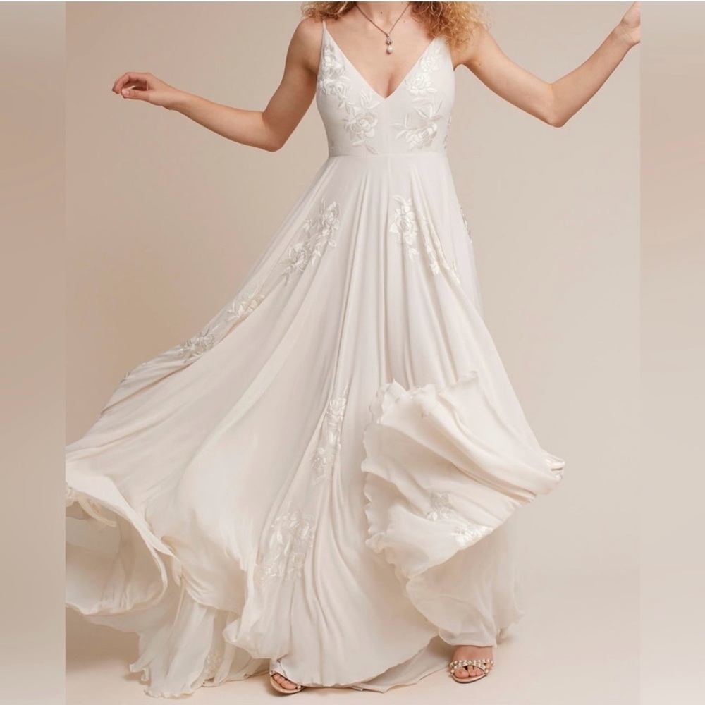 BHLDN Bonaire V-Neck Embroidered Wedding Gown